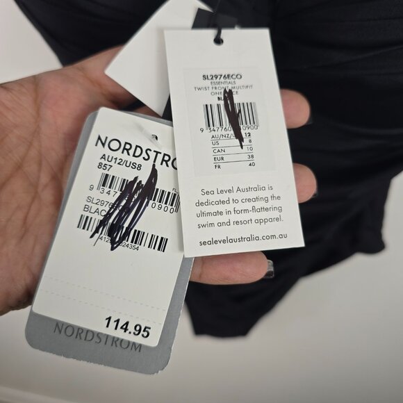 Sea Level Black Twist Front One Piece Swimsuit Women’s 8 Sustainable NWT - Picture 4 of 15